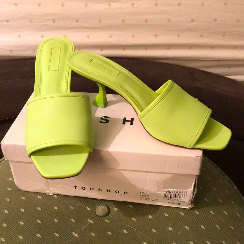 Topshop lime green mules NEW size 9.5